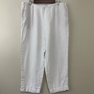 J Jill Love Linen Pants Womens XL Tall White Minimalist Lagenlook Pull On Pocket